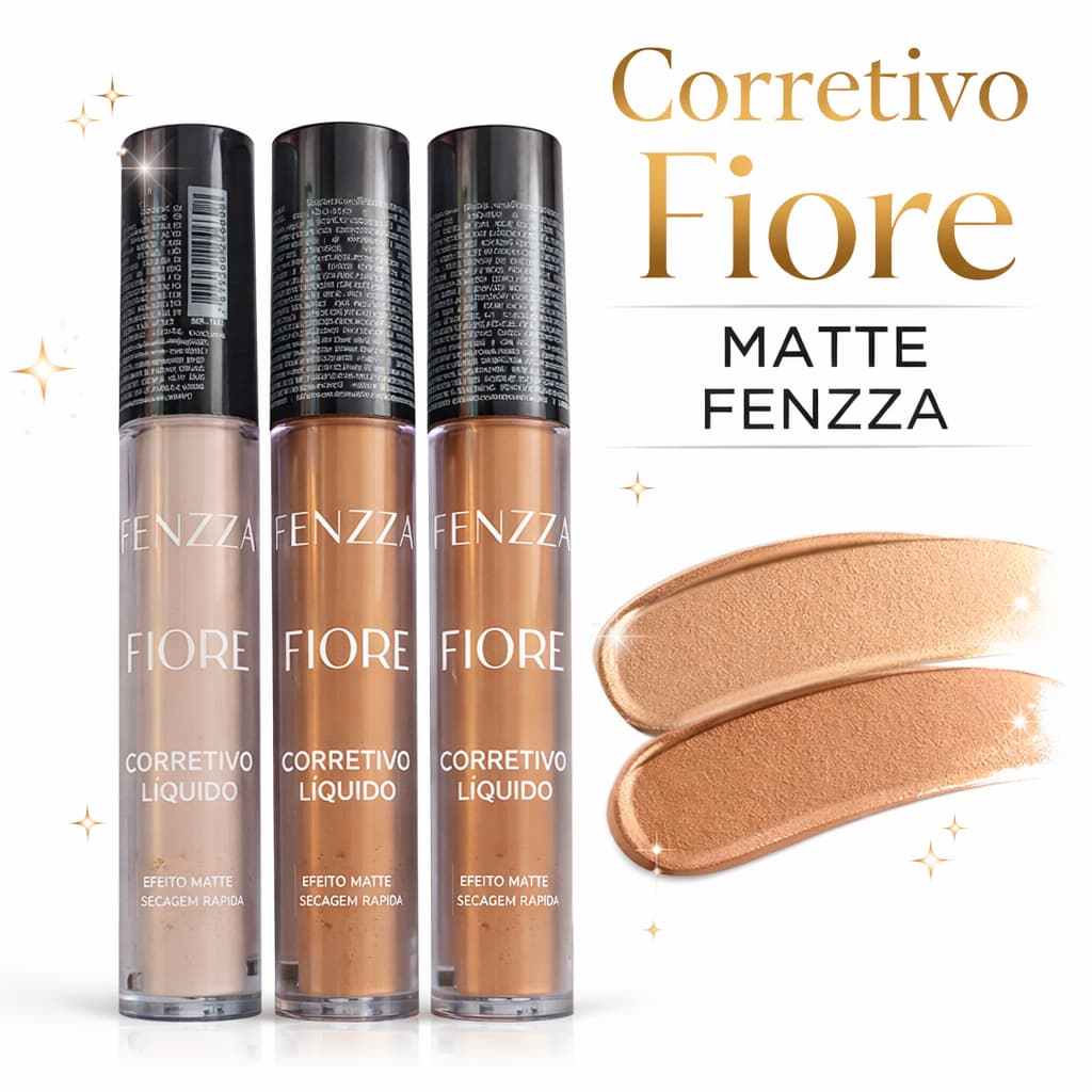 Corretivo Líquido Fenzza Fiore Alta Cobertura | Efeito Matte Secagem Rápida para Olheiras