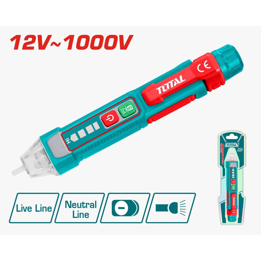 DETECTOR DE TENSÃO 12V ~ 1000V - TIPO CANETA - (Sem Contato) - TOTAL TOOLS