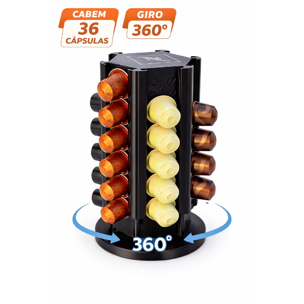 Suporte Porta Cápsulas Nespresso Giratório 360° Organizador Café Porta 40 Cápsulas Café Decorativo