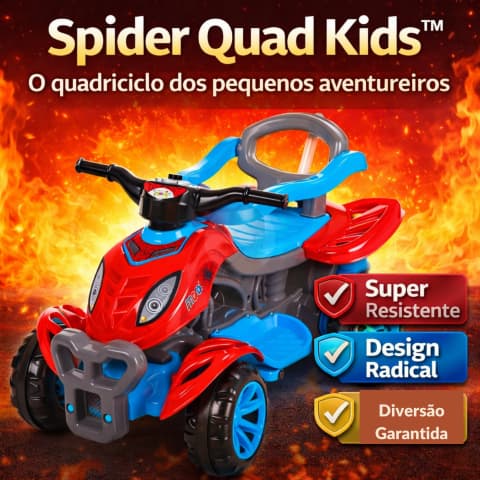 Quadriciclo Infantil Spider Quad Kids™ | Carrinho Infantil com Empurrador | Moto 4 Rodas para Crianças