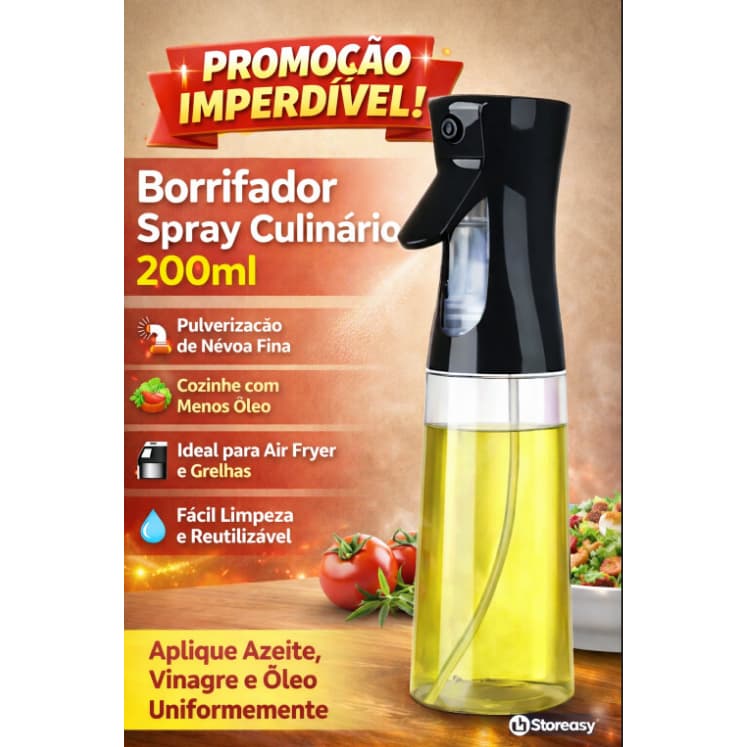 Borrifador Spray Azeite Vinagre 200ml Pulverizador Culinário Vidro Bico Spray Pressurizado Cozinha | Storeasy