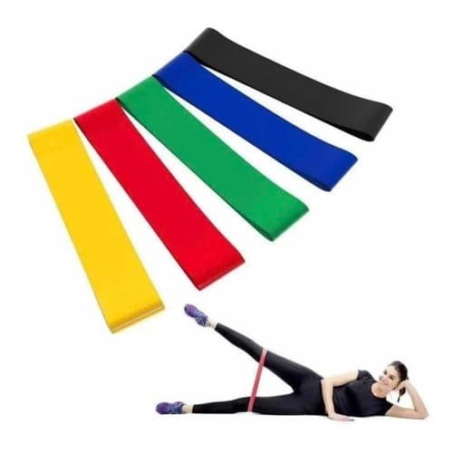 Kit 5 Faixas Elásticas Mini Band Treino Funciona Glúteos Pernas Crossfit e Academia
