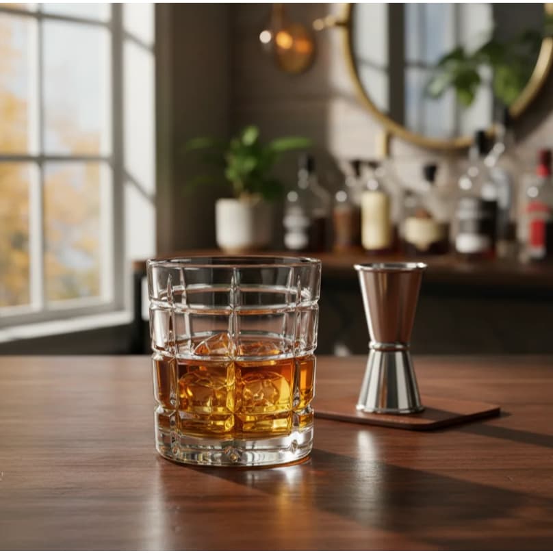 Jogo 6 Copos Baixo 350ml em Vidro Premium Ideal para Whisky e Bebidas Presentear