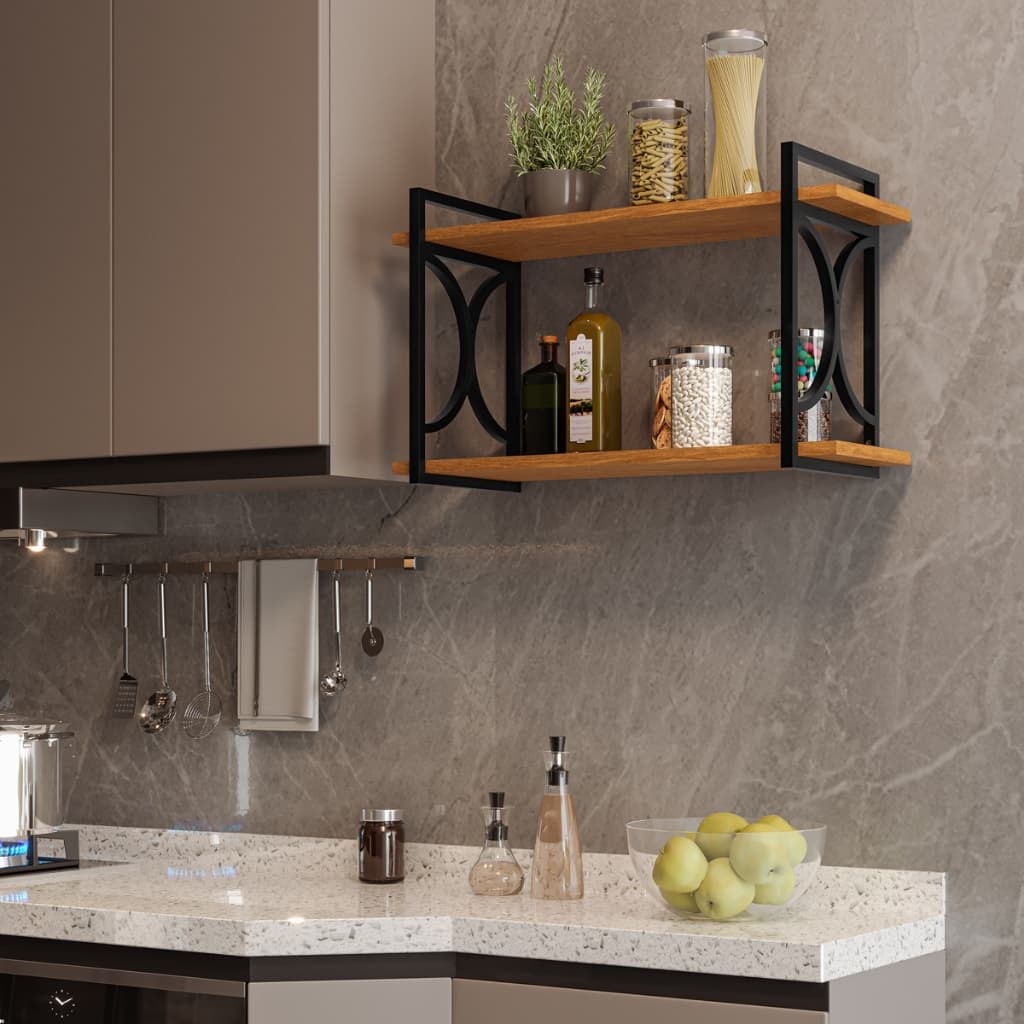 Prateleira Decorativa 60cm Madeira e Plástico Estilo Industrial Organizador Parede Sala Cozinha