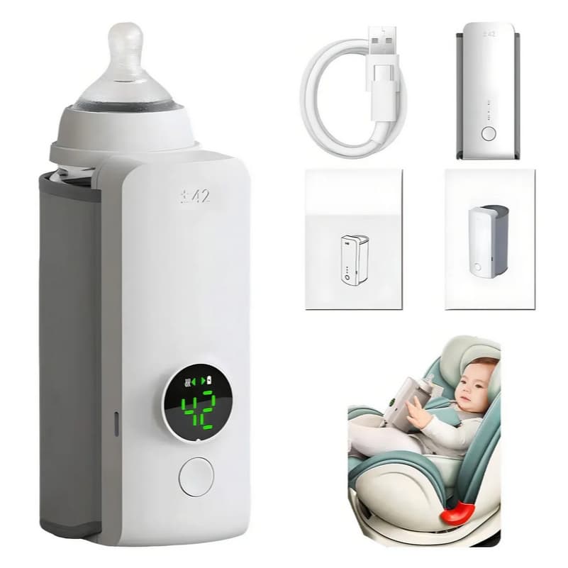 Aquecedor de Leite Portátil USB Recarregável - Aquecimento Rápido e Compatível com Todas as Mamadeiras