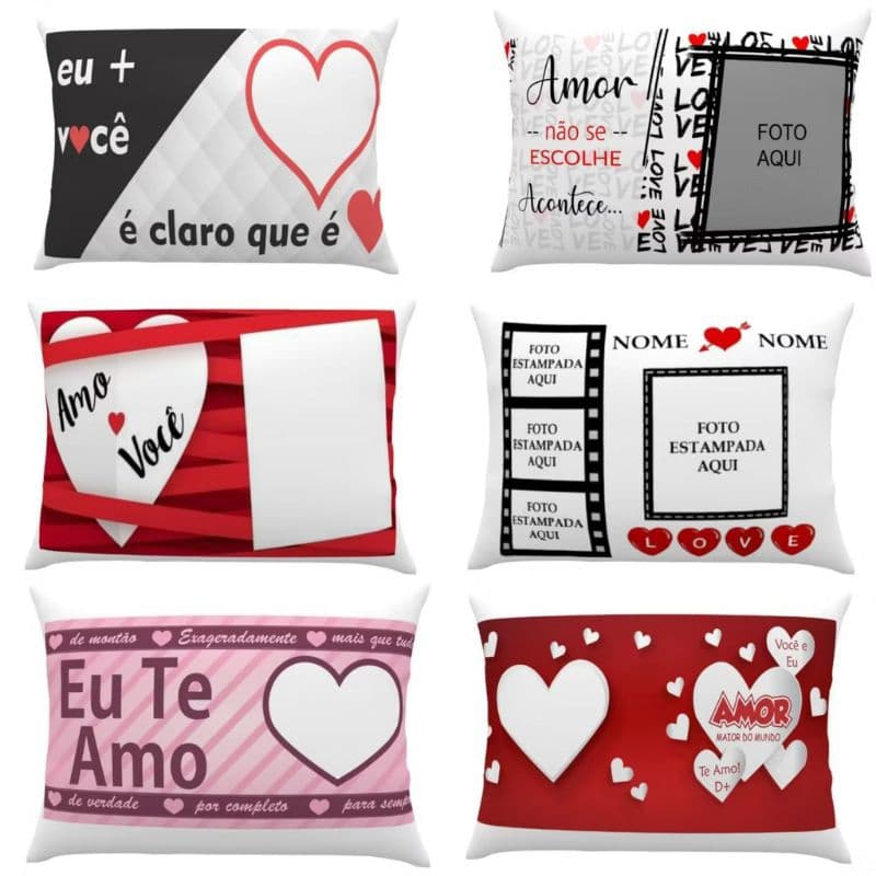 Almofada Personalizada Com Foto e Nome - Presente Criativo Casal Amor Vários Modelos - Estampa Digital namorados