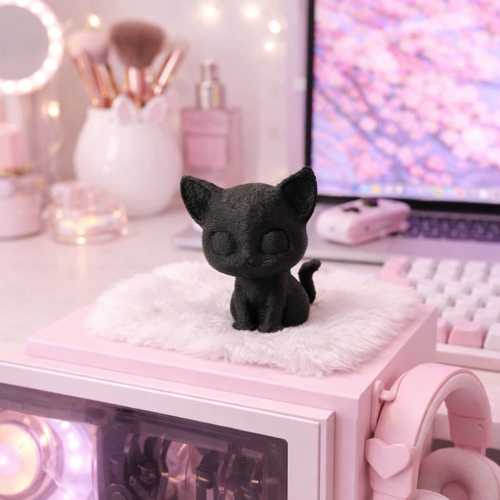 Mini Gato Preto Fofo em Impressão 3D – Decorativo, Colecionável e Presente Criativo