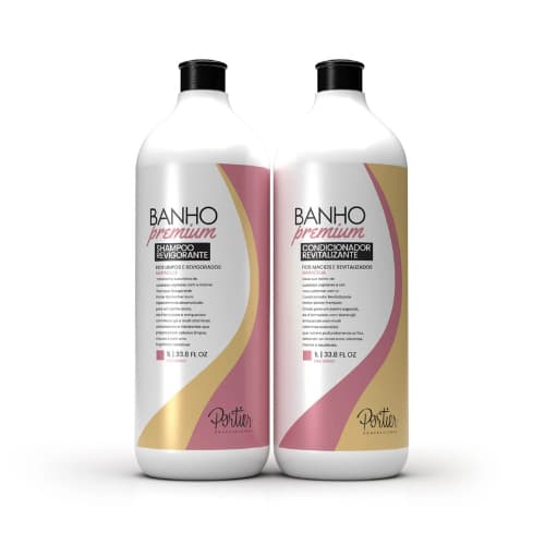 Portier Banho Premium 1L – Shampoo Revigorante + Condicionador Revitalizante com Maracujá e Multivitaminas
