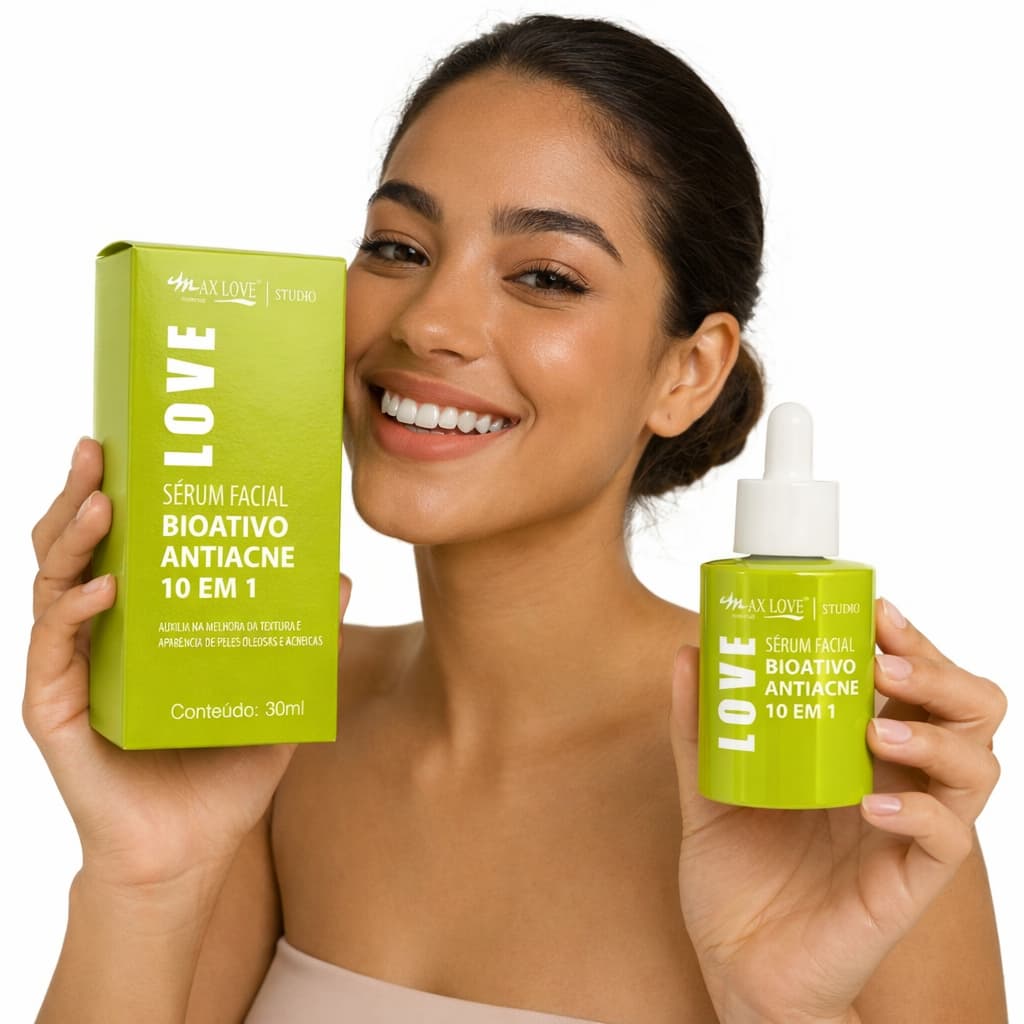 Sérum Bioativo Antiacne 10 em 1 Max Love 30ml – Controle da Oleosidade e Ação Secativa