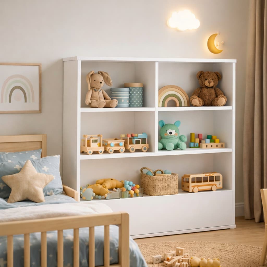 Organizador Encanto Quarto Infantil Com Nicho Prateleira Branco Rosa P/ Brinquedos Ou Livros