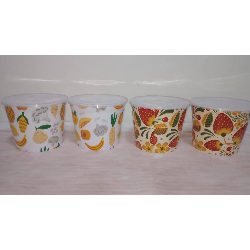 Kit 2 Potes Plásticos Redondos 1,4L com Tampa – Pote Organizador para Cozinha Estampado- Clink
