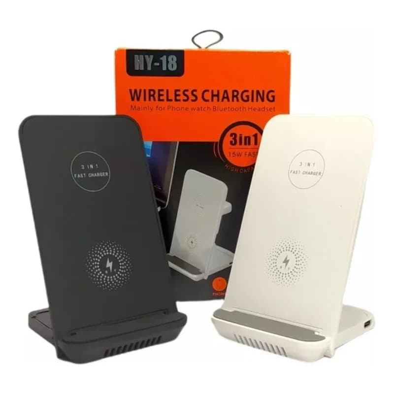 Carregador por Indução Wireless Charging Suporte Sem Fio 3 em 1 Smartphone Fone Smartwatch