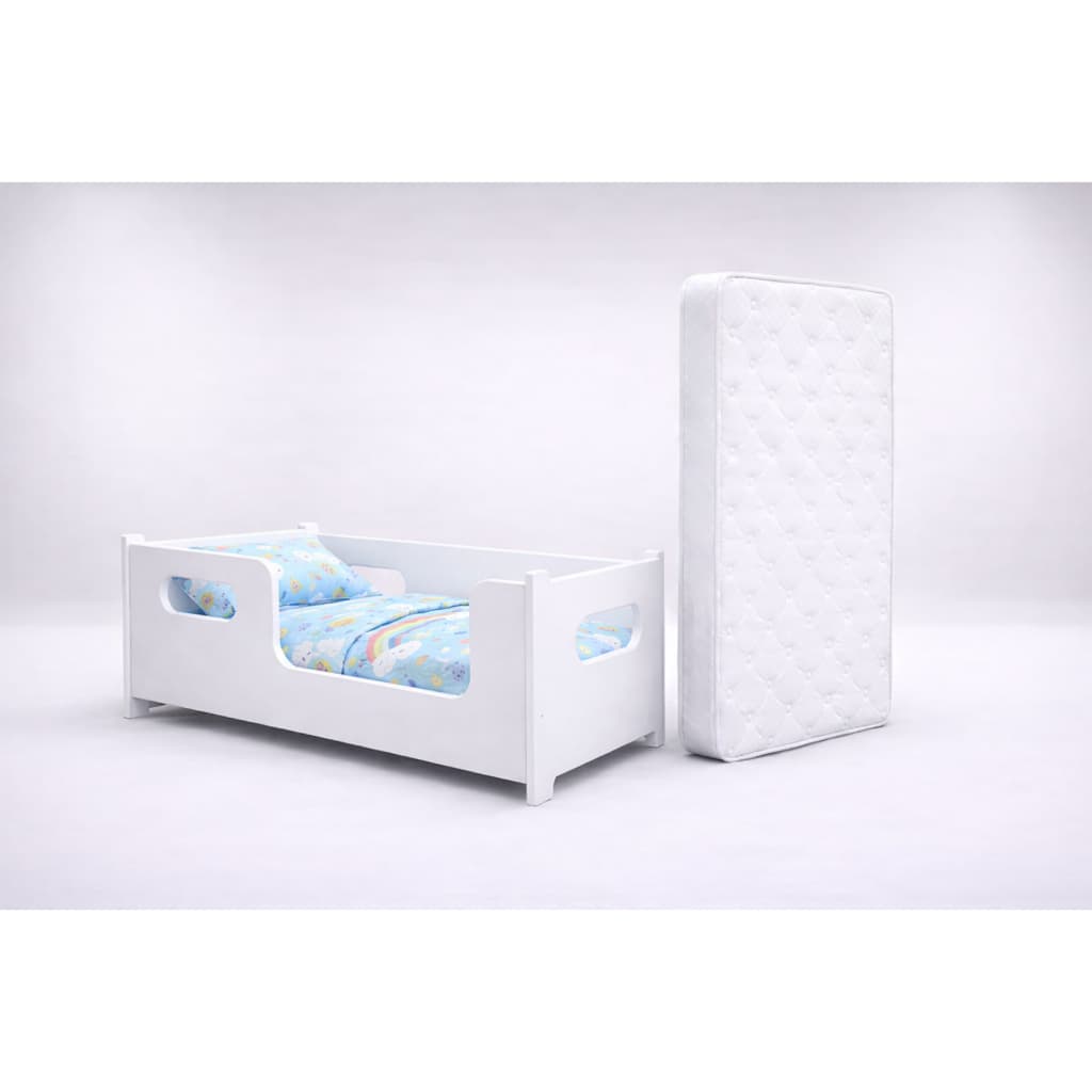 Cama Encanto Com Colchão Montessoriana Com Grade Branco  Em Mdf Moderna