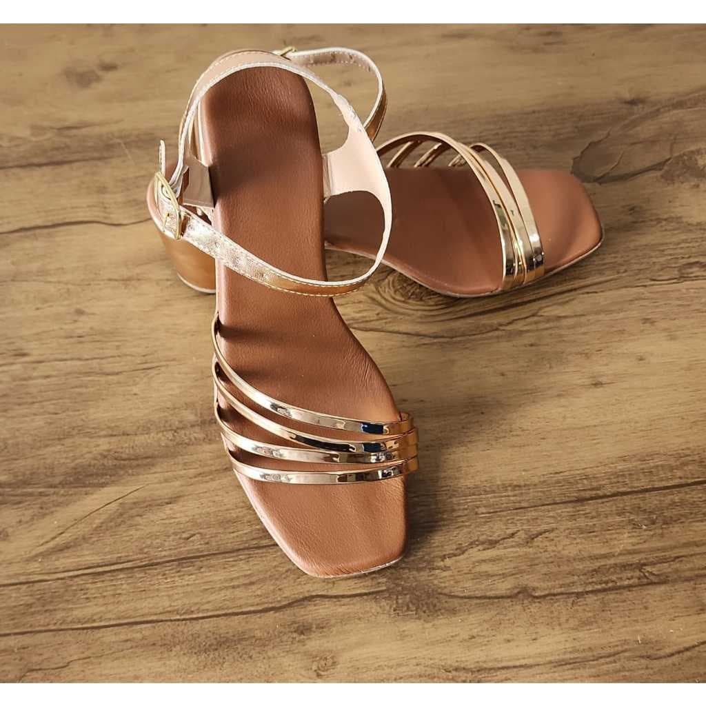 Sandália Feminina Salto Bloco Casual Confortavel