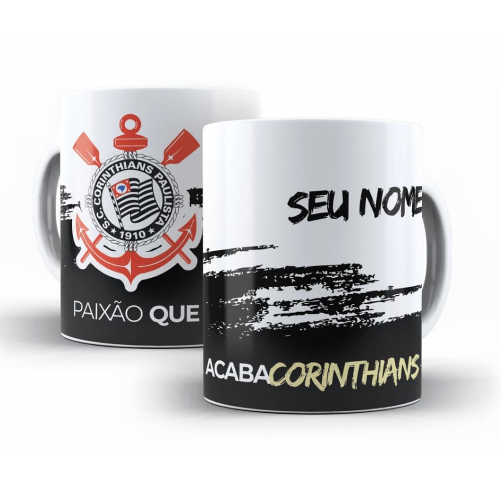 Caneca Personalizada C/ Seu time - Porcelana, 325mL