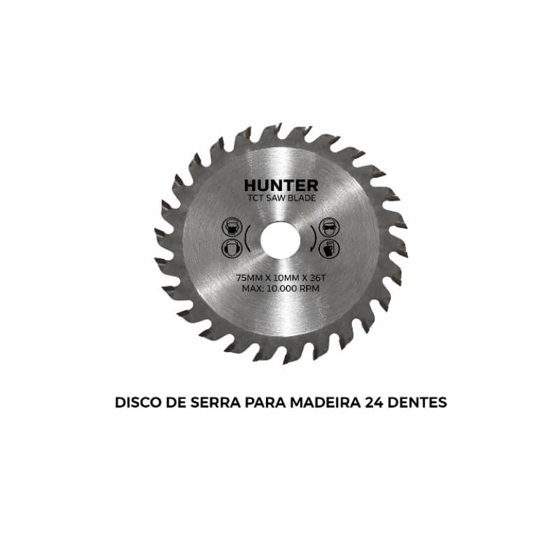 Disco Lâmina de Corte MDF 75mm para Mini Esmerilhadeira | Furo 10mm | 72 Dentes | Serra