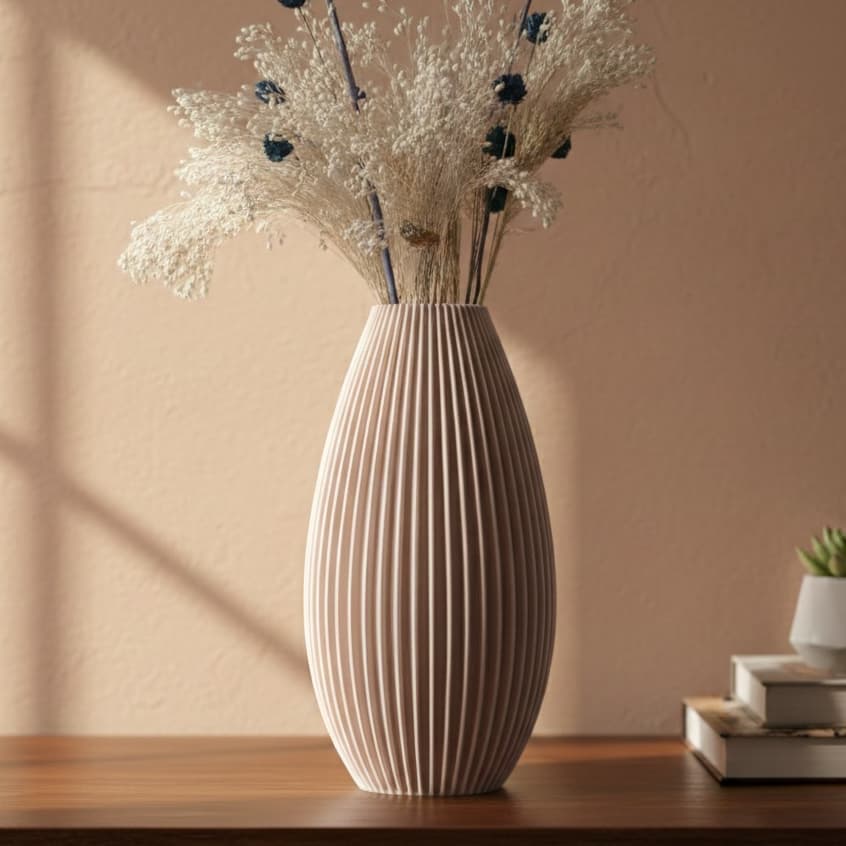 Vaso Decorativo Minimalista Canelado – Moderno e Elegante-Arranjos Decorativos- casa