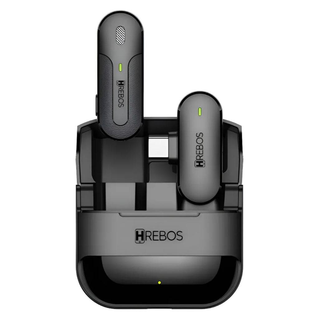 Microfone Lapela Sem Fio Hrebos If-210 Tipo C Com Case Preto