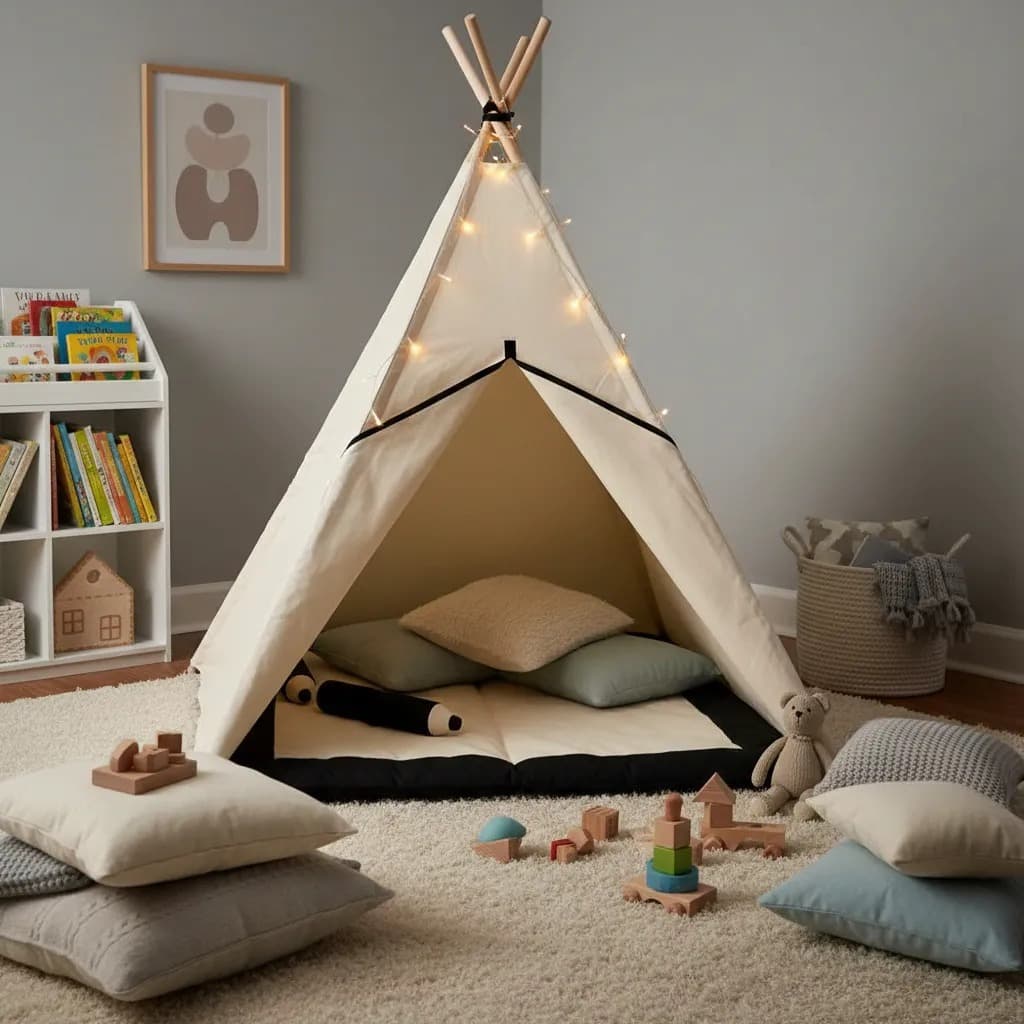 Cabana tenda toca indio teepee Infantil Menino + Janelas + Tapete Azul Marinho 135x110x110 cm