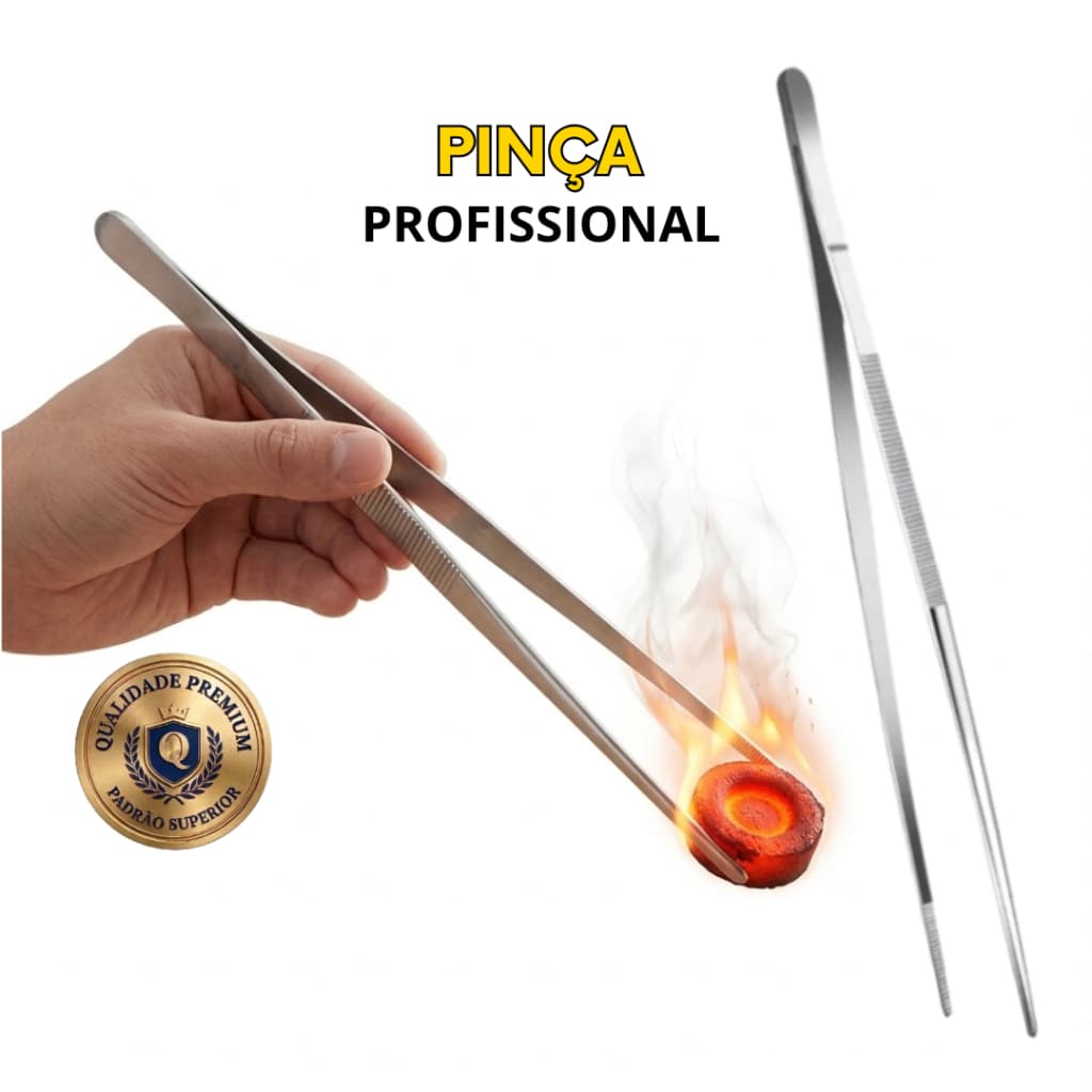 1 ou 2 un - Pinça Culinária de Precisão em Aço Inox 30cm Master Chef Profissional