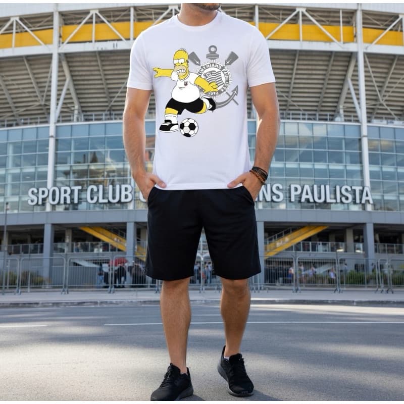 Camiseta de time Homer Corinthians Camisa Regata Blusa Roupa Masculina