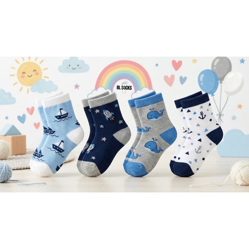 KIT 24 Pares Meias Infantis Menino Cano Médio Coloridas e Estampadas MASCULINO