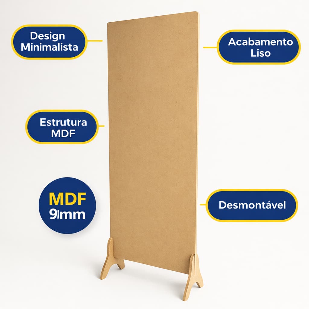 Painel Liso Desmontável Em MDF Cru Resistente Pegue e Monte