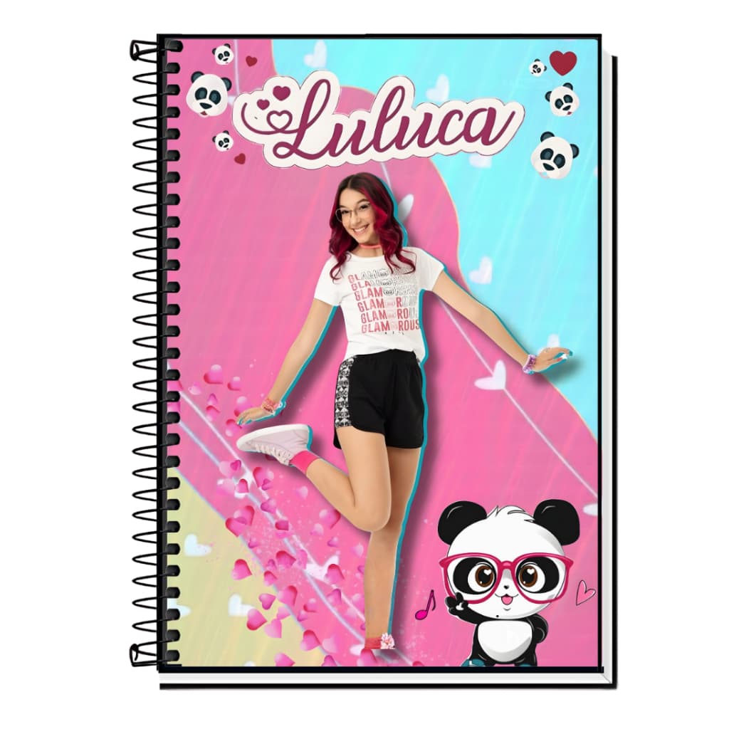 Caderno Escolar Luluca | Influence & Youtuber | Pandinha - Capa Dura & Espiral 1,10,15 e 20 Matérias | Vários Modelos