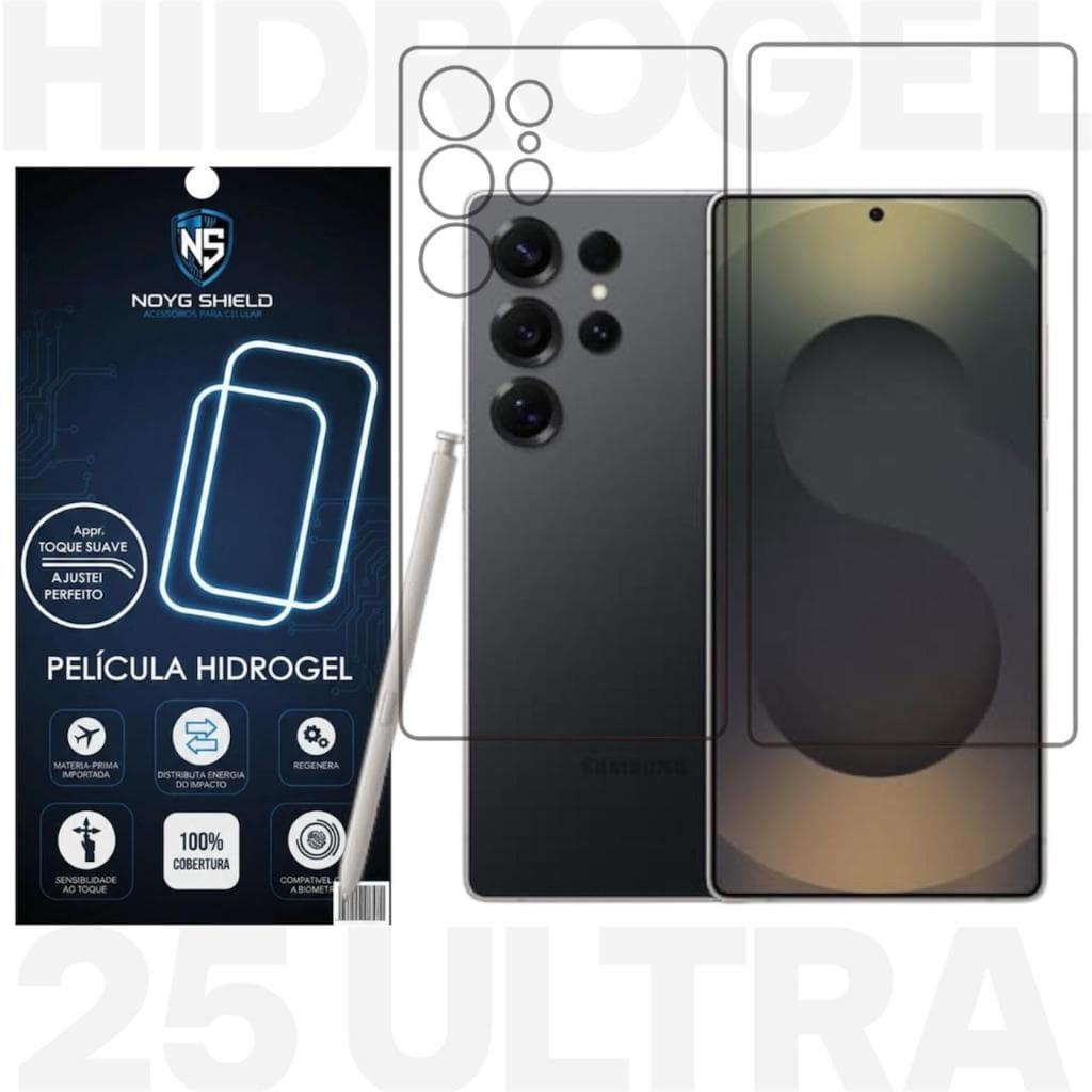 Pelicula Gel Hidrogel Frente e Verso Anti Impacto para Celular Samsung Galaxy S25 Ultra