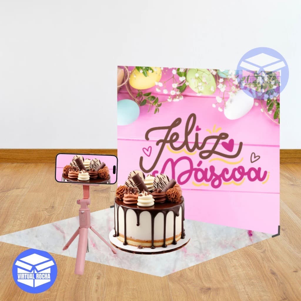 Fundo Fotográfico Papel Decorativo Para Estúdio MDF Feliz Páscoa Rosa