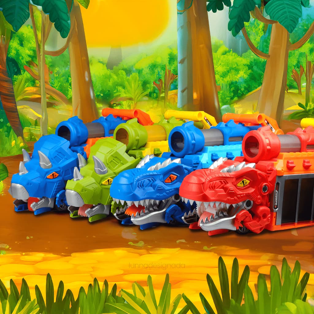 Super Canhão Caminhão Dinossauro 1688 -1022 EGOL – Engole Carrinhos e Dispara Bolinhas 🦖🚀