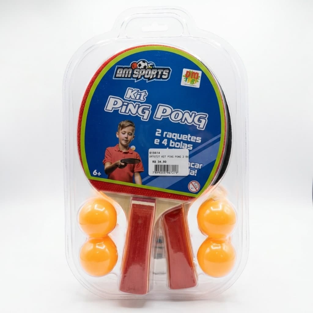 Kit 2 Raquete de Ping Pong e 4 Bolinhas Tênis de Mesa
