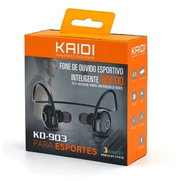 Fone de Ouvido Bluetooth Esportivo KD-903 Kaidi