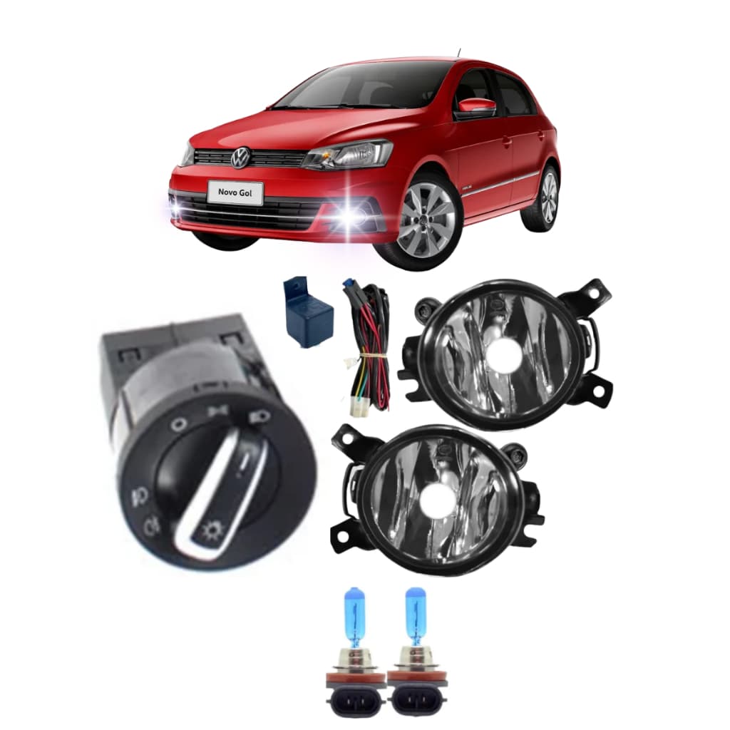 Kit Farol Milha Auxiliar Gol Voyage G7 2016 2017  2018  COM LAMPADA SUPER BRANCAS.