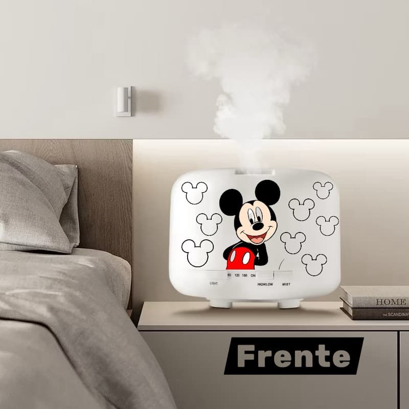 Umidificador Mickey led 7 cores 500 ml com controle remoto