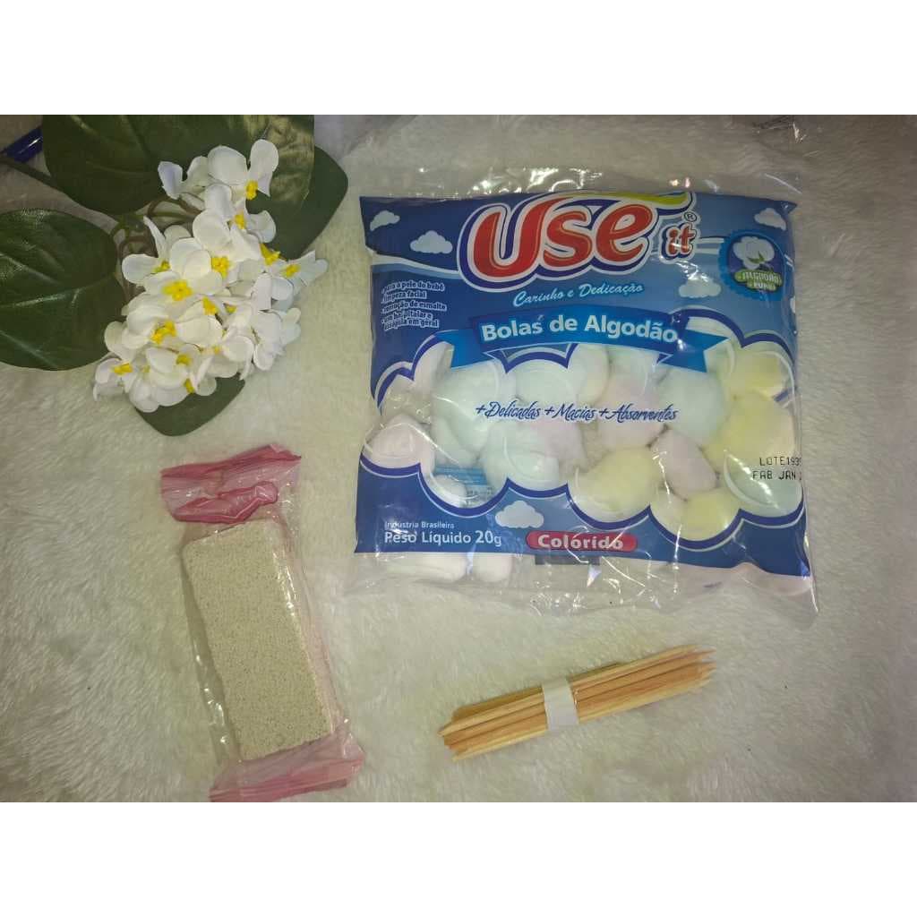 Kit manicure contém 1 pacote de algodão 1 pedra de pé 5 palito de unha 10 lixa de unha