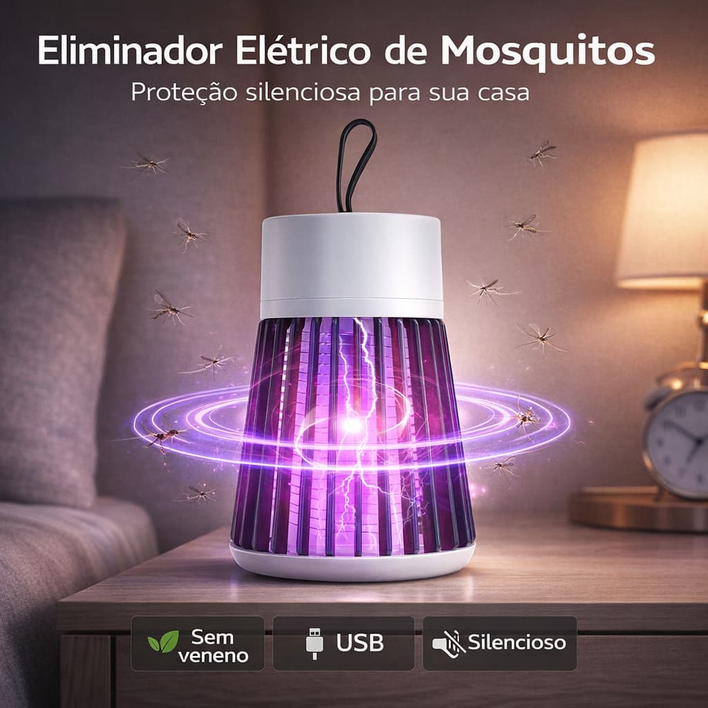Armadilha Mata Mosquito Repelente eletronico Led Pernilongo Insetos Recarregavel