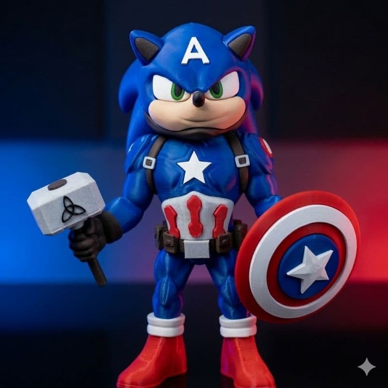 action figure Sonic capitão América - colecionável exclusivo