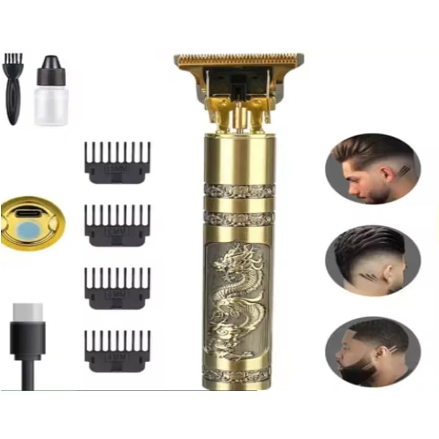 Maquininha Cortador de Cabelo e Barba Dragão Clipper Elétrico Profissional USB Bivolt + 4 Pentes