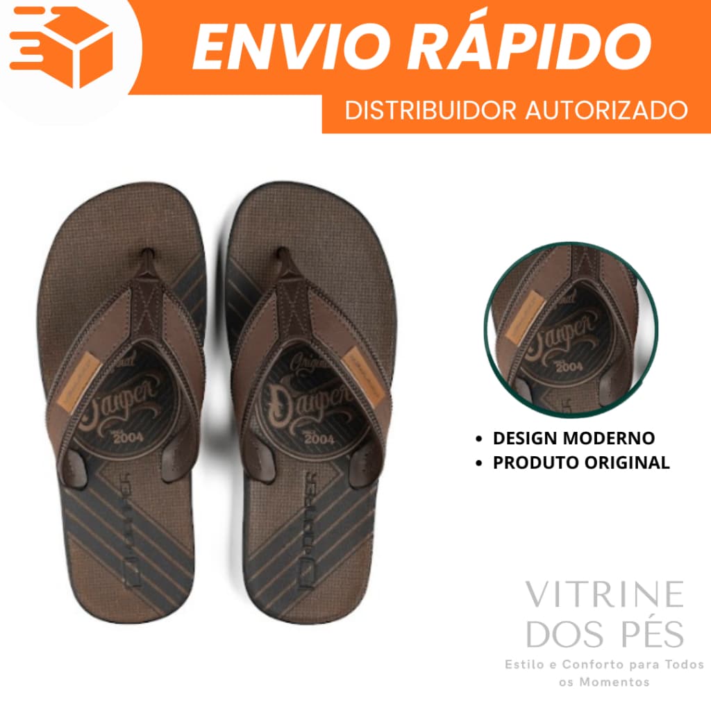 Chinelo Masculino Sandália Couro Sintético Original Danper Casual Confortável Estiloso