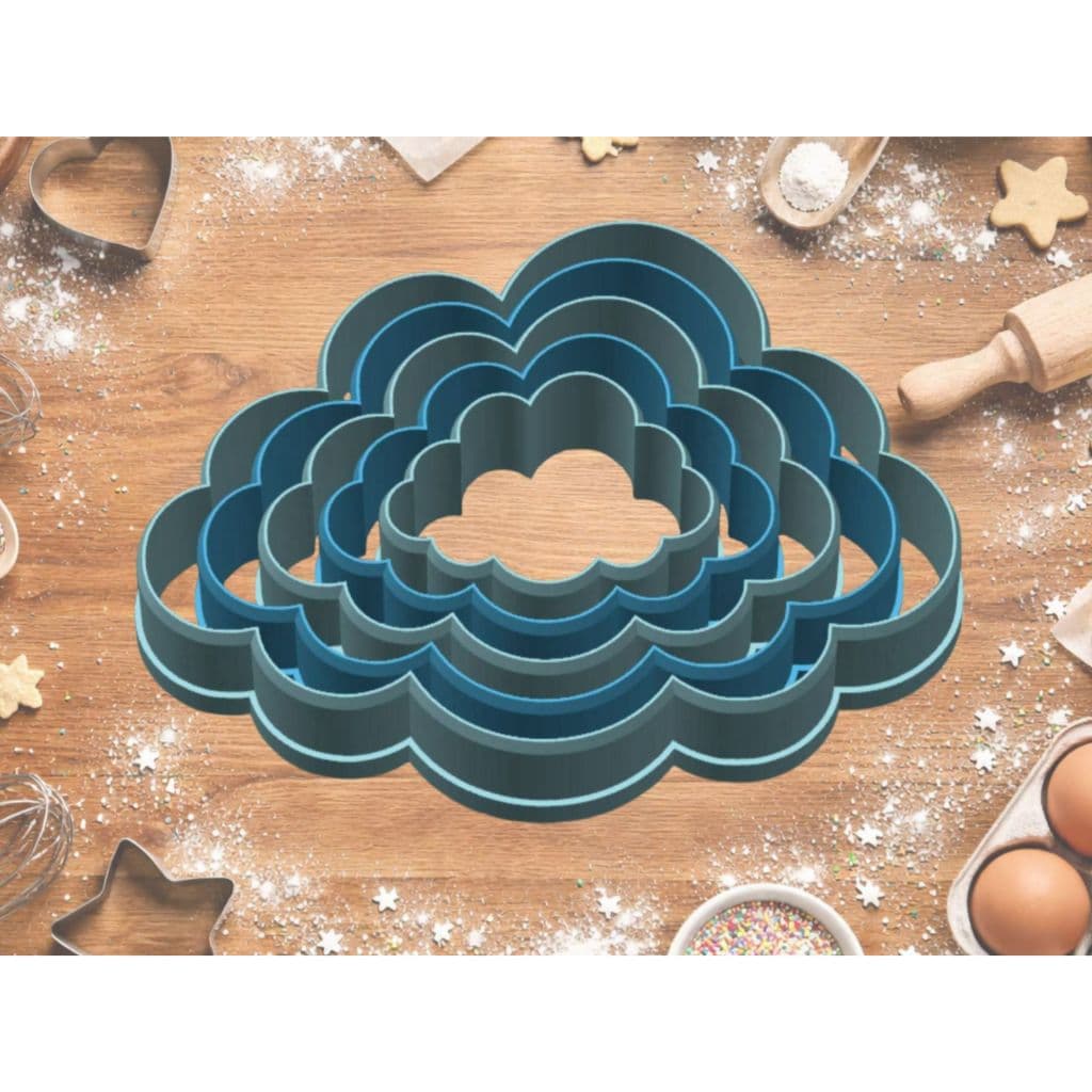Kit Cortadores de Bolacha Biscoito Pasta Americana Cookies - Nuvens - 5 Peças