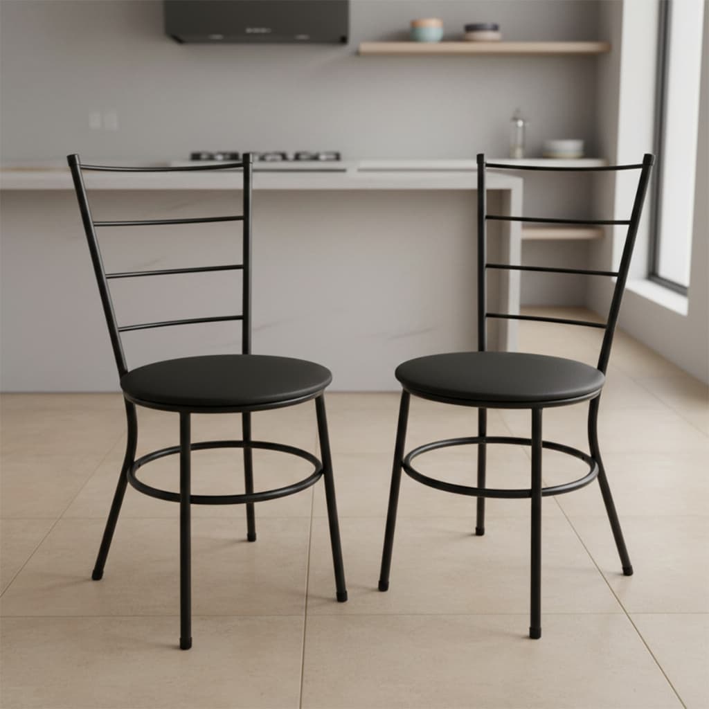 2 Cadeiras Buffet Para Cozinha Sala de Jantar Reforçadas com Estofado Confortável