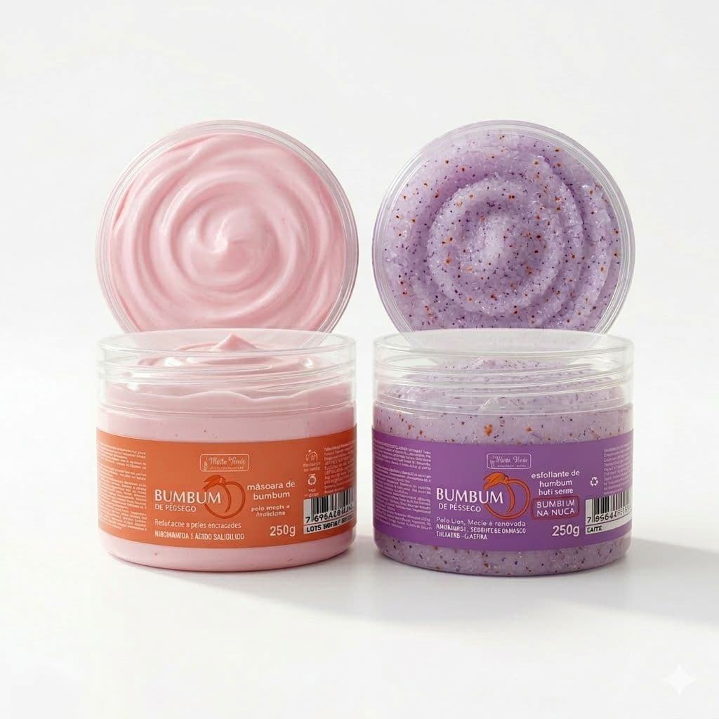 Kit Bumbum de Pêssego Esfoliante  Bumbum na Nuca + Mascara Hidratante 250gr Matto Verde