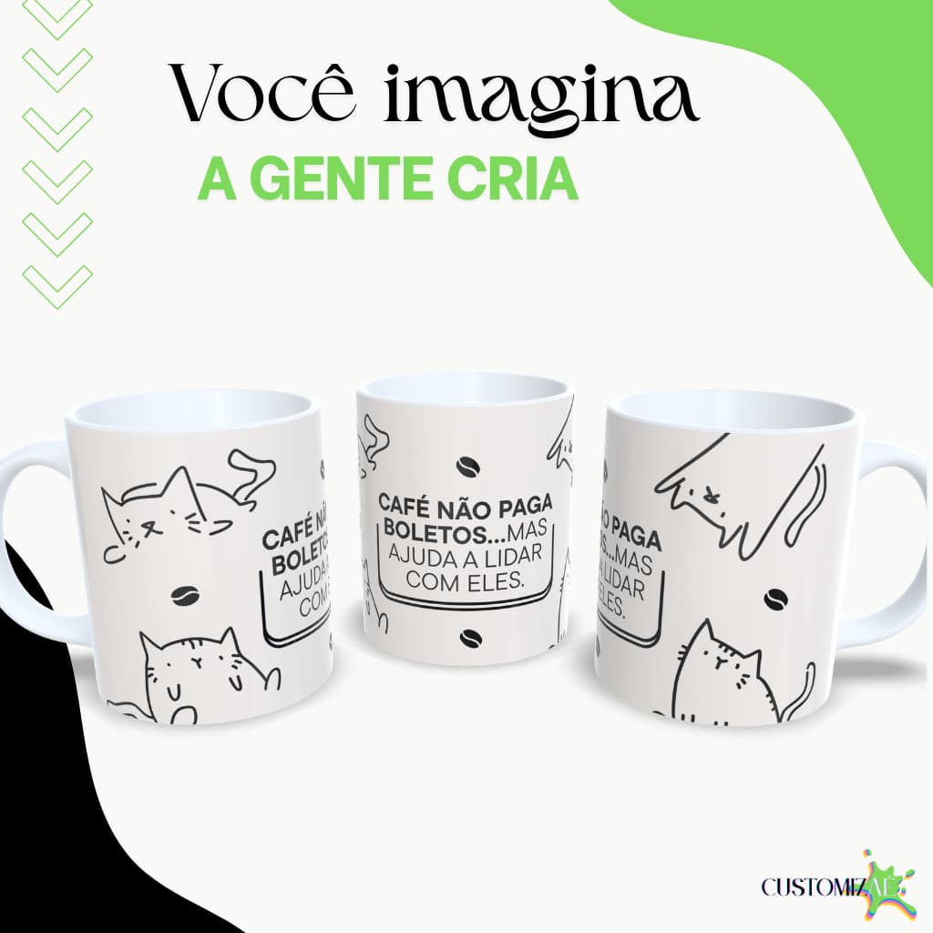 Caneca Personalizada com Gatinhos Fofos - Gatos- Cat - Miau - Gateiros - Foto - Nome - Porcelana - Polímero - Pet