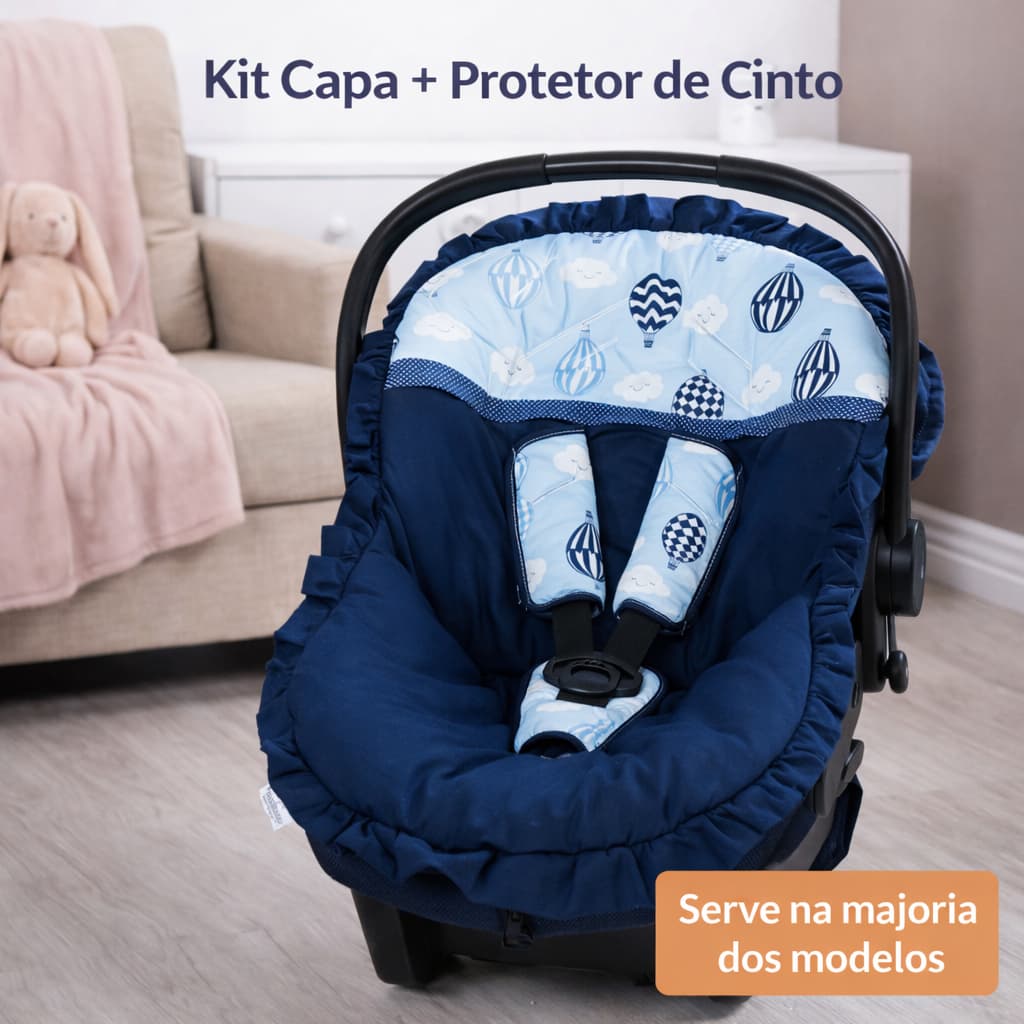 Kit Capa para Bebê Conforto + Protetor de Cinto Universal | Macio e Confortável