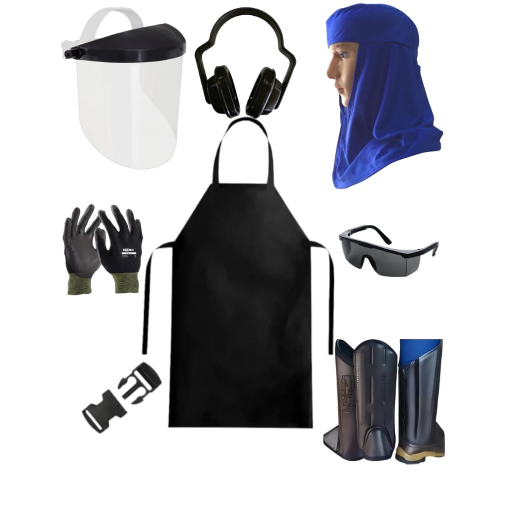 KIT EPI ROÇADOR JARDINAGEM COMPLETO TOUCA ÓCULOS PERNEIRA