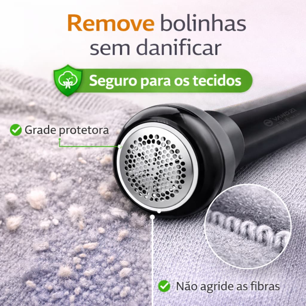 Removedor de Pelos e Papa Bolinha Elétrico Recarregável – Alta Performance para Roupas e Estofados