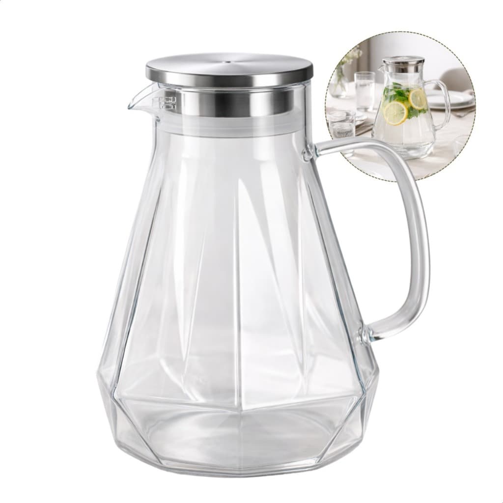 Jarra de Borossilicato Transparente ou Âmbar 1,6L com Alça Resistente para Servir Bebidas Água Suco