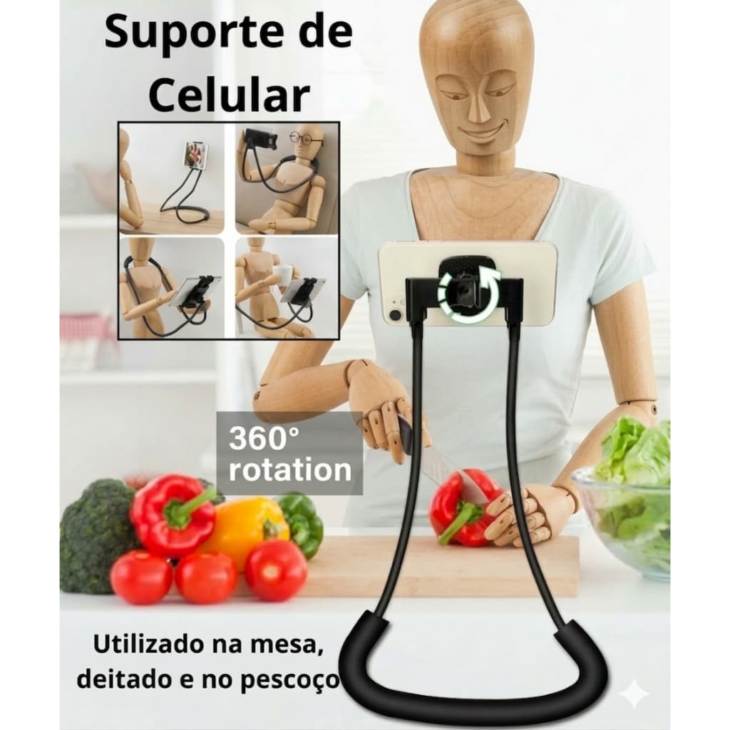 Suporte De Celular Para Pescoço - Articulado - Flexível - MS-212