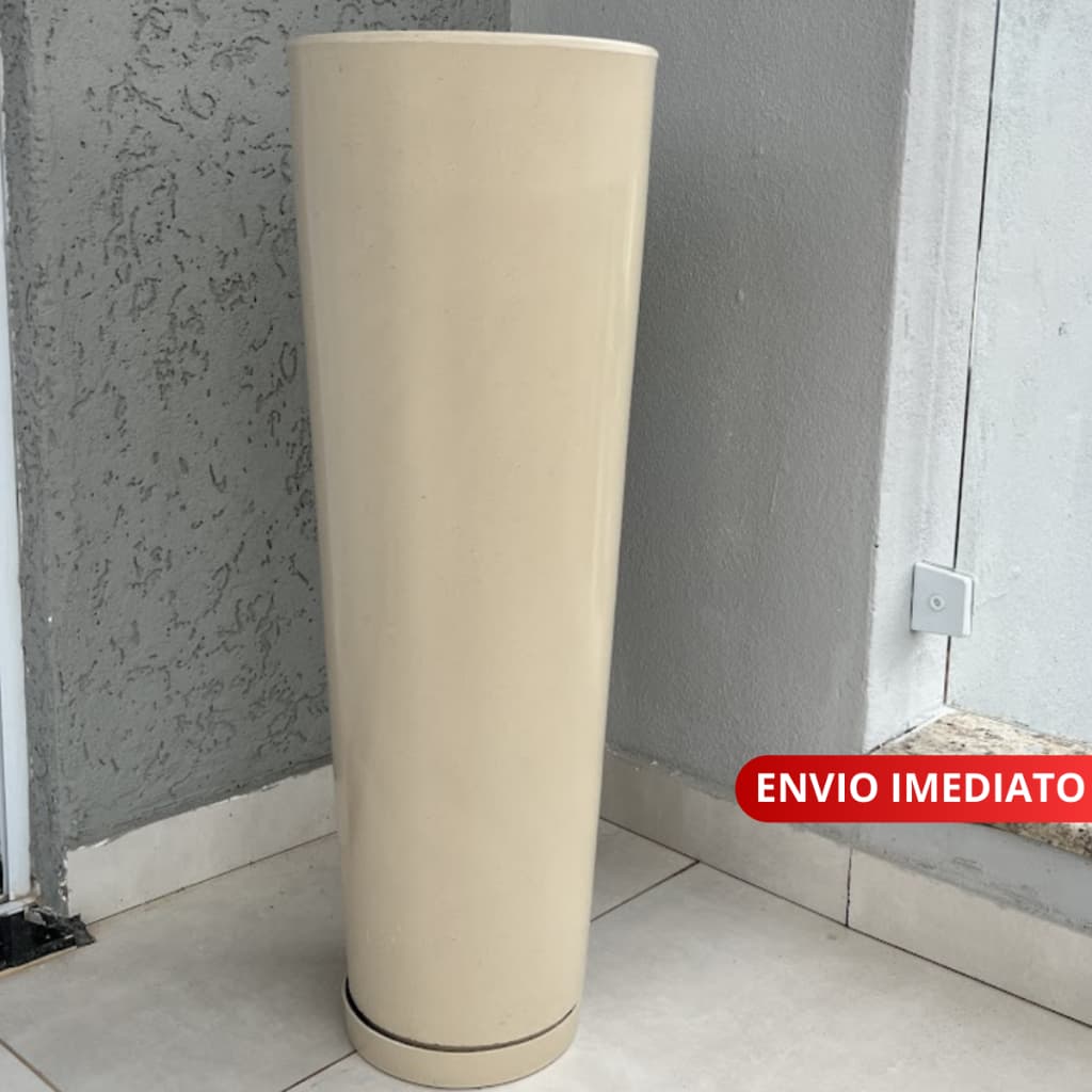 Vaso Ibiza de polietileno para plantas decorativo Coluna Lisa Polida 70cm